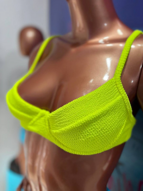 Top Meia Taa Texturizado Amarelo Neon